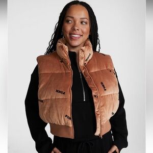 PINK Velour Crop Puffer Vest